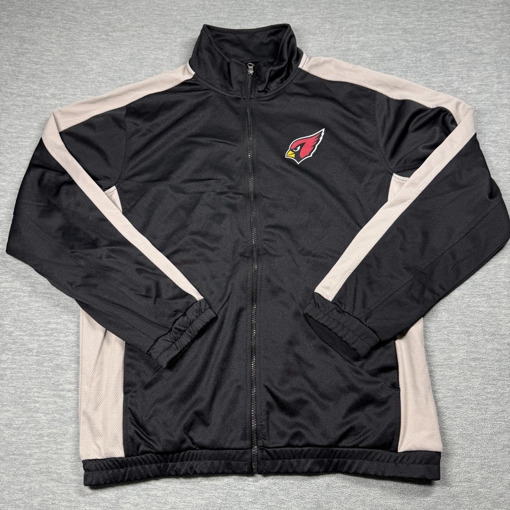 NFL Arizona Cardinals Track Jacket Mens Large Black Gray Team Apparel Full Zip F